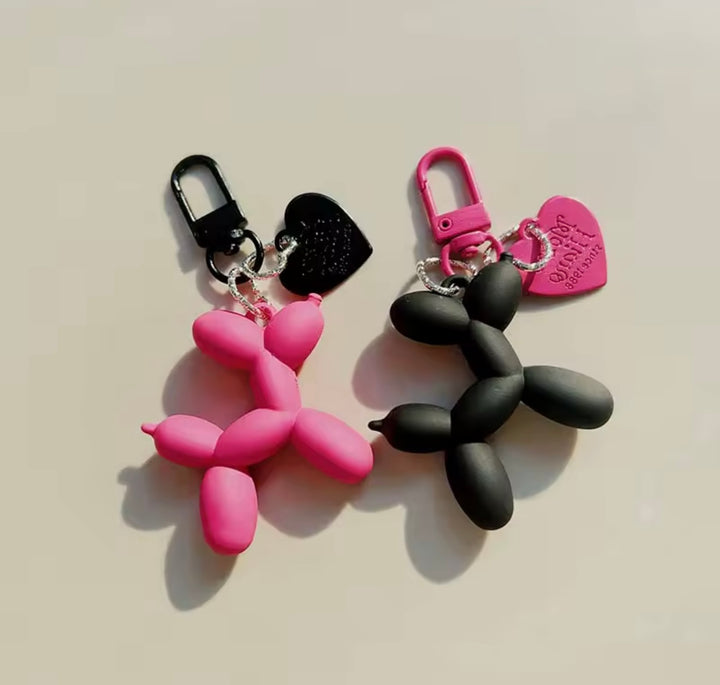 Balloon dog keyring charm with heart tag