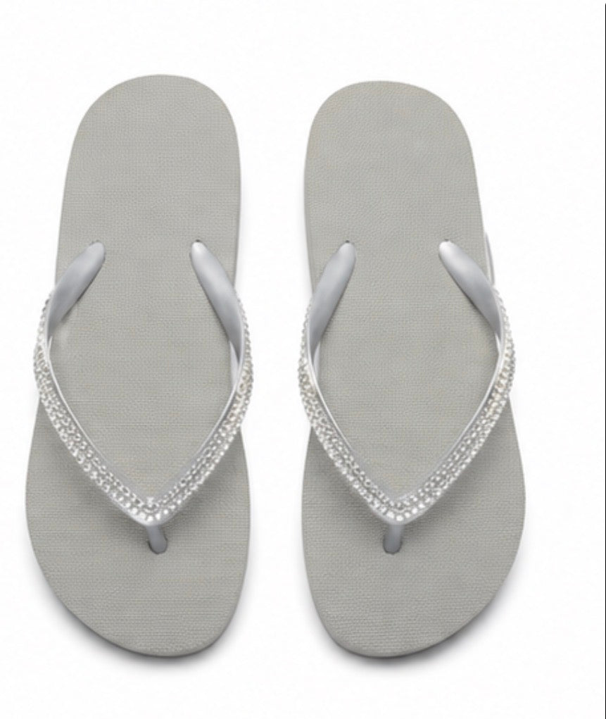 Crystal gem embellished flip flops 