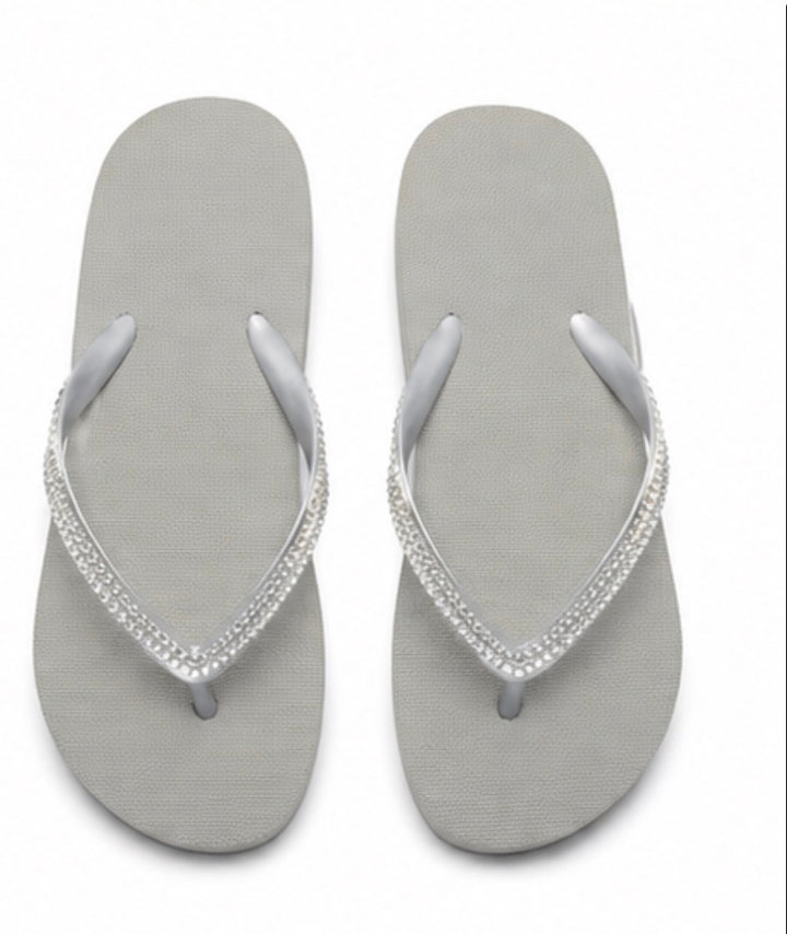 Crystal gem embellished flip flops 