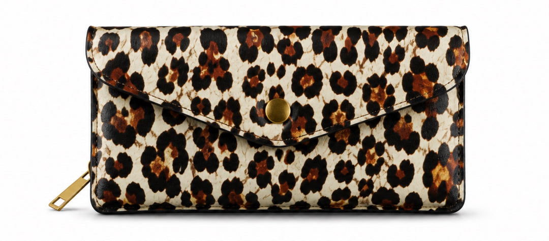 Real leather leopard print purse