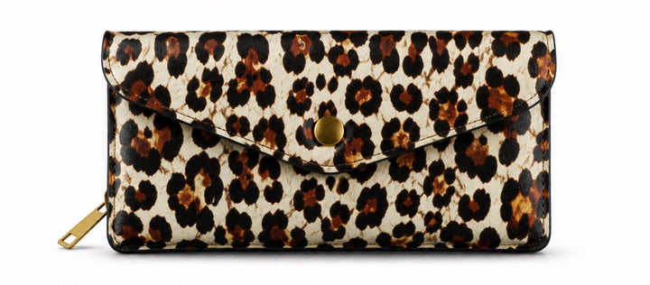 Real leather leopard print purse