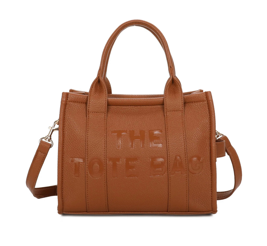 Debossed small tote handbag