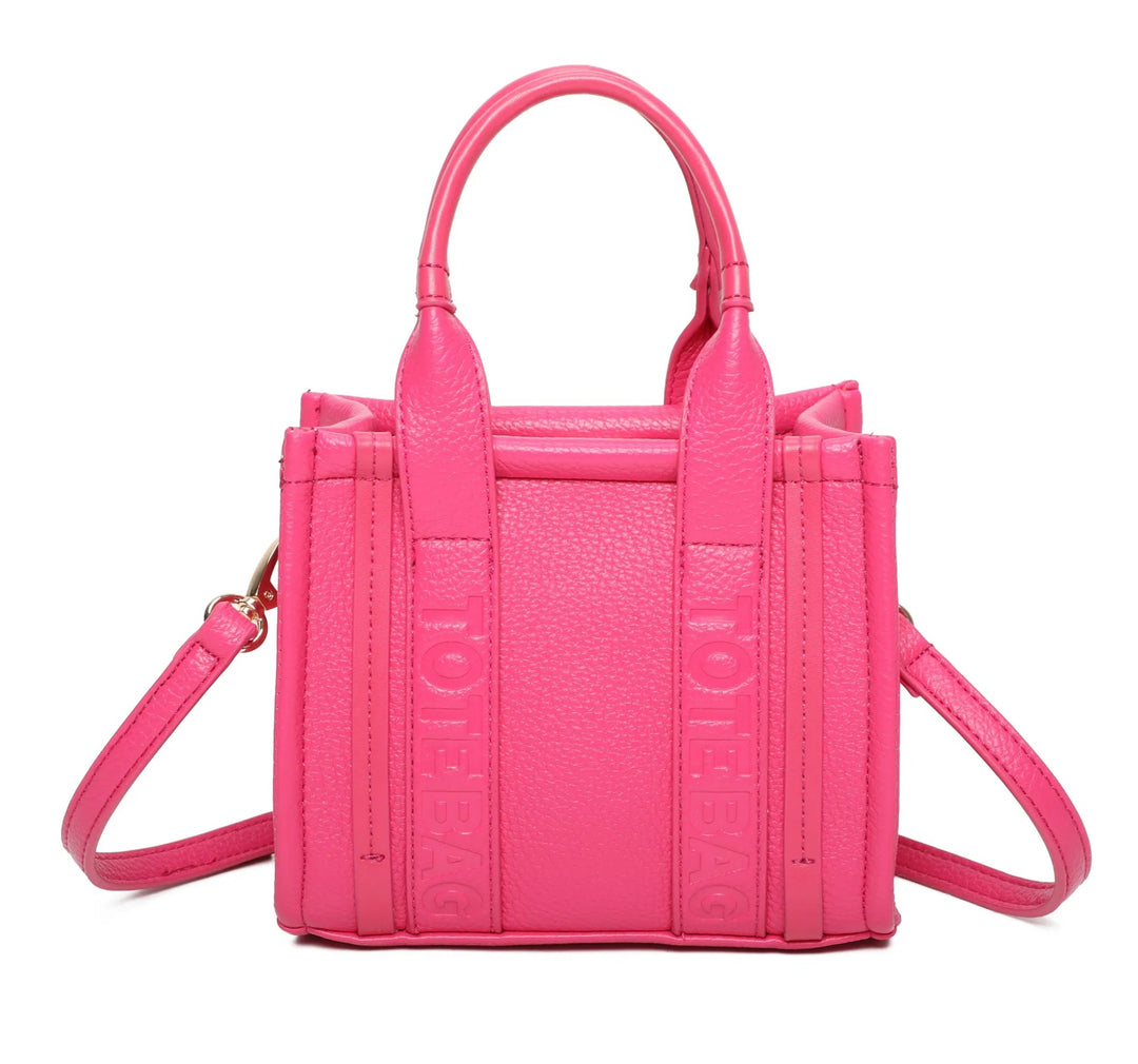 Pink tote bag text handbag