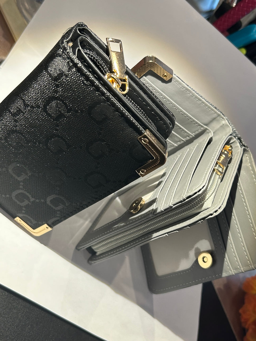 Designer Style Monogram Purse with Gold Detail