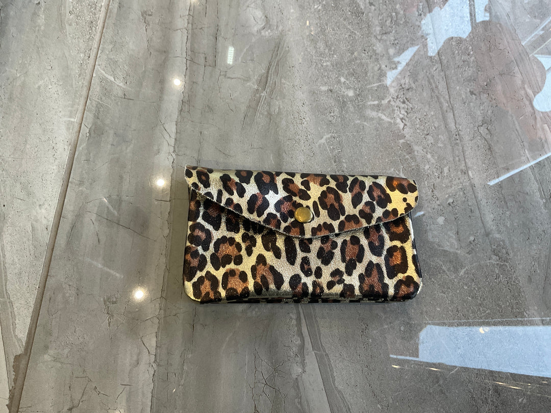 Real Leather leopard animal print purse