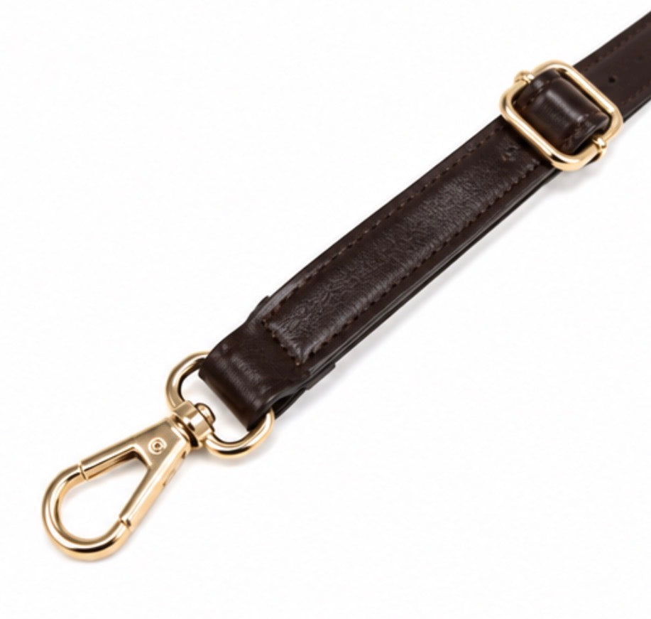 Slim Dark Brown Adjustable Handbag Strap with Gold Hardware