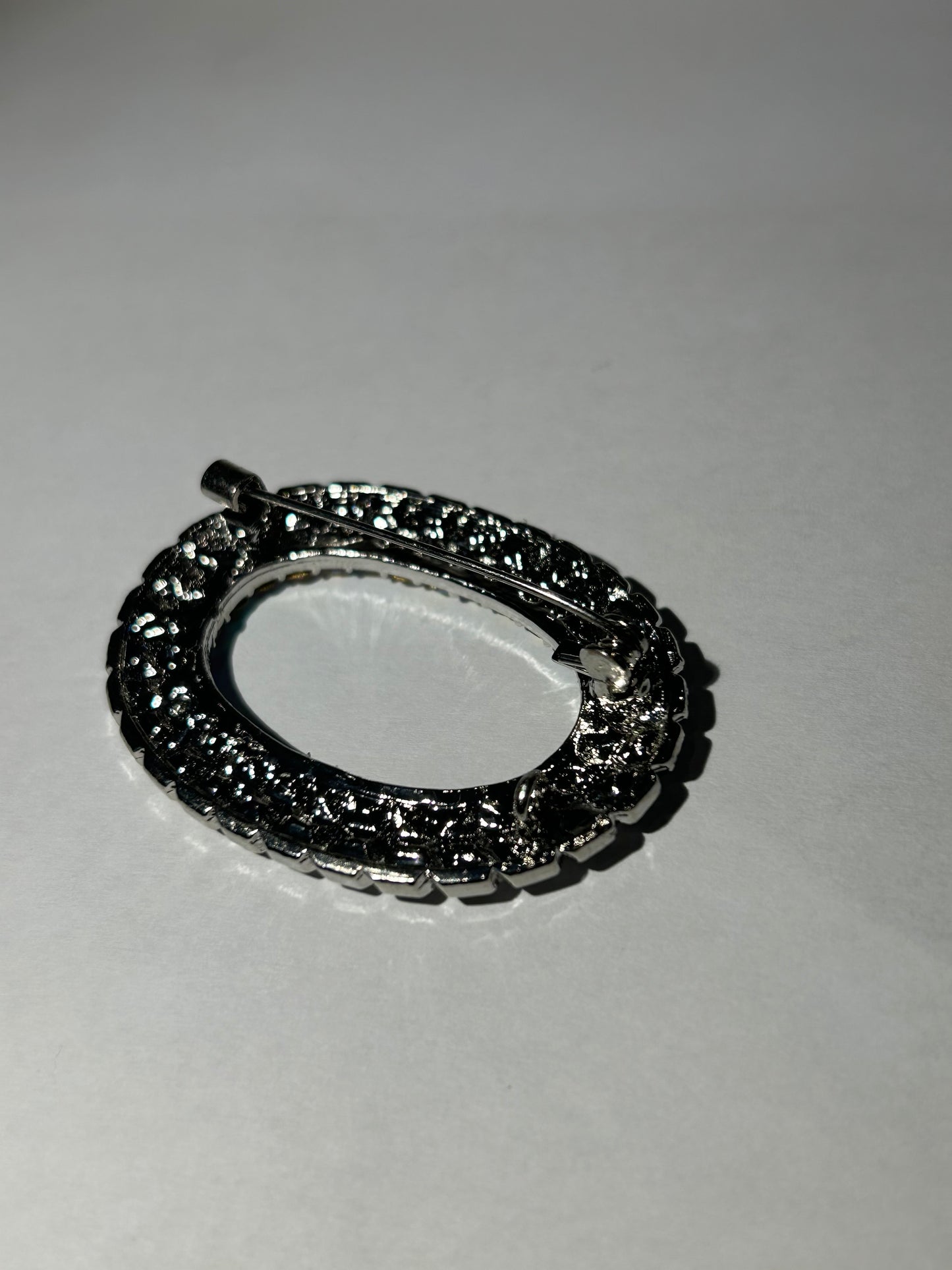 Oval silver brooch