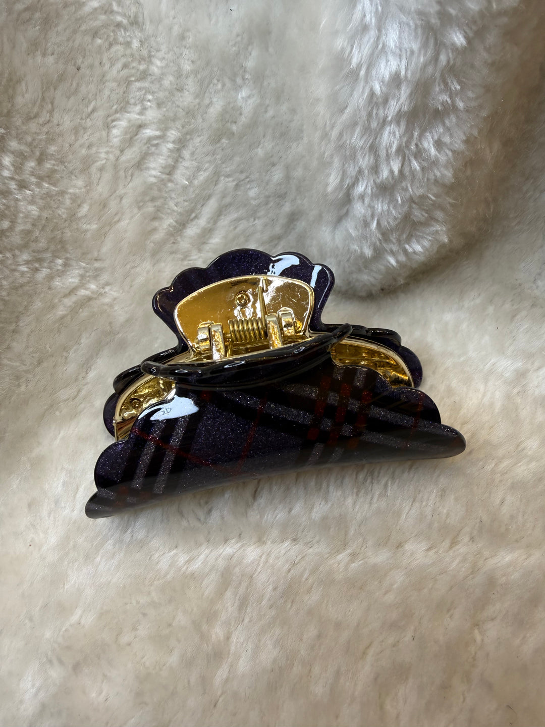 Sparkly checked hair clips