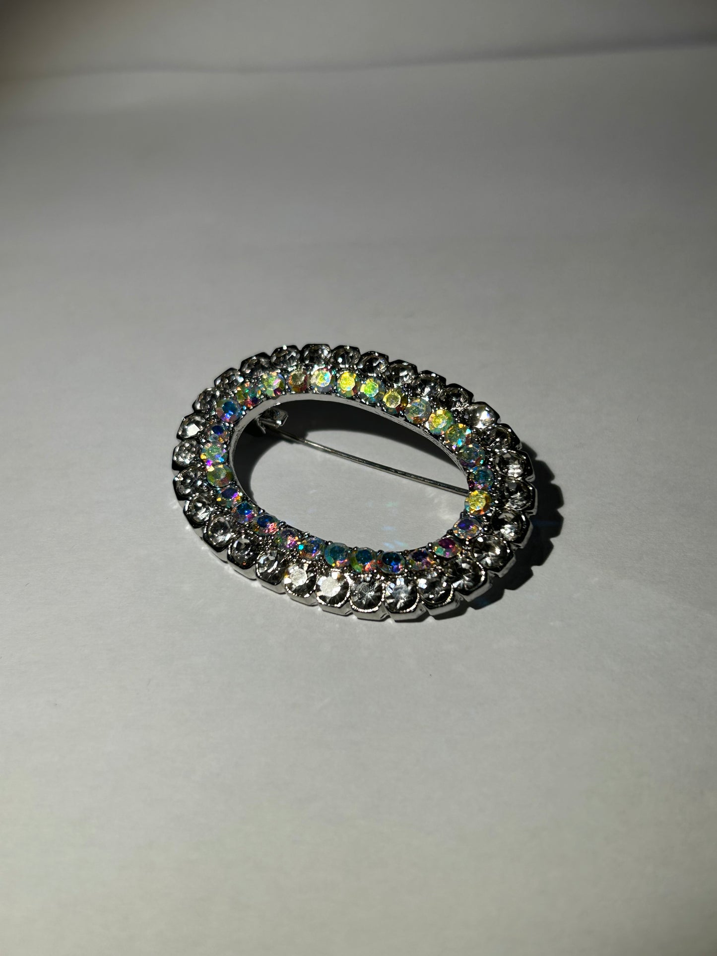 Oval silver brooch