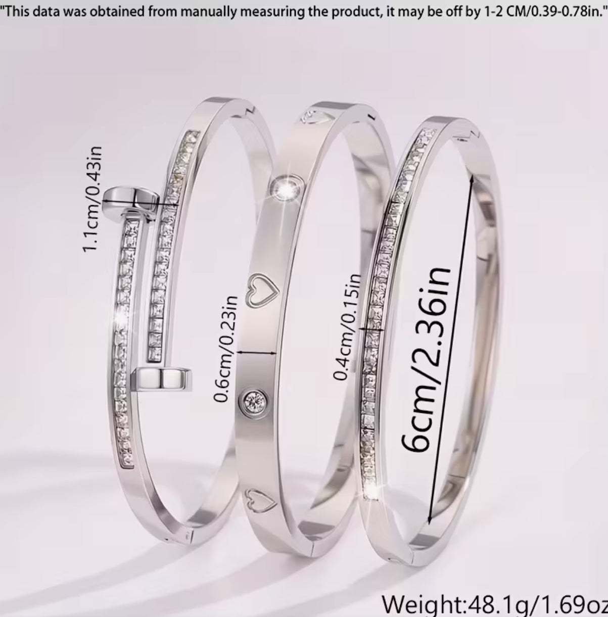 Silver crystal bangle set