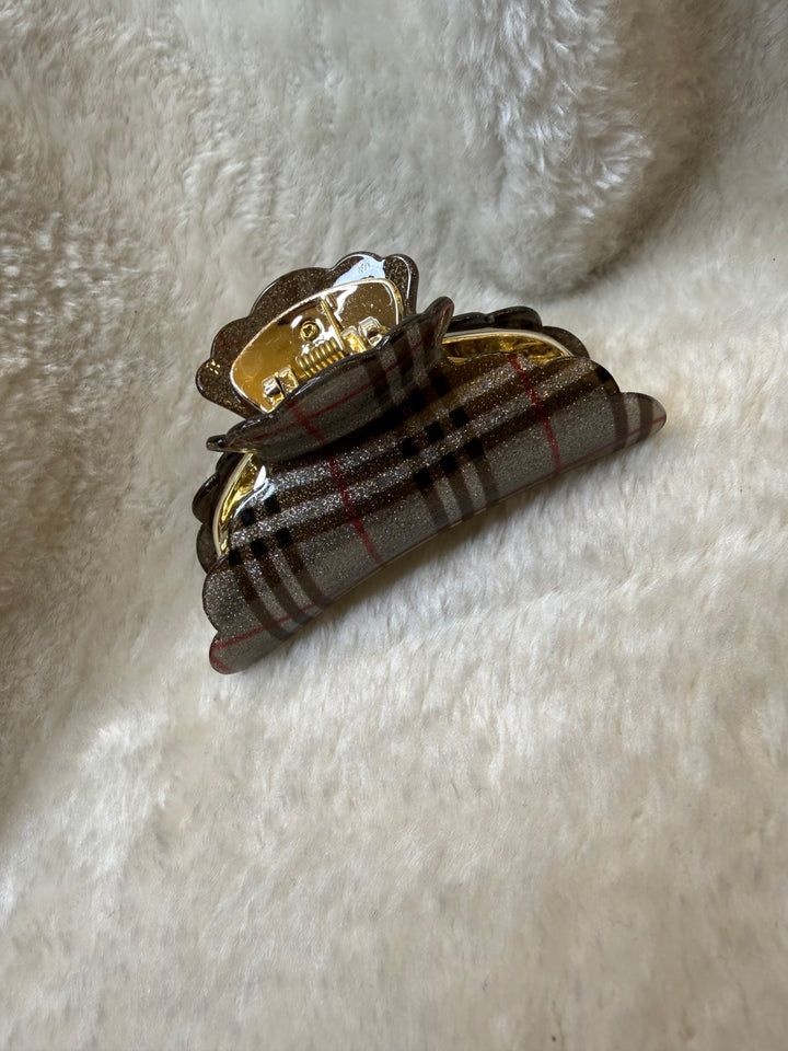Sparkly checked hair clips