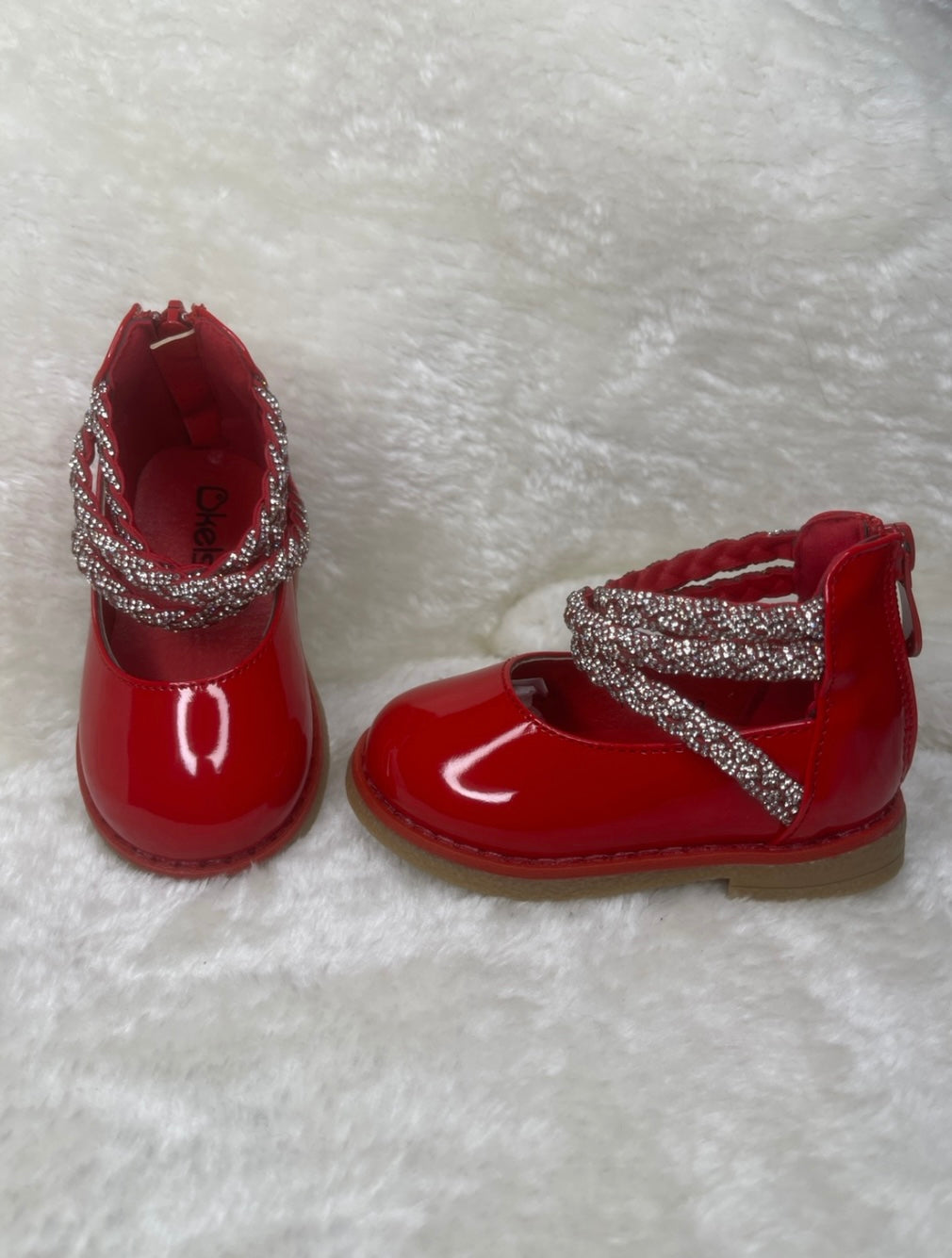 Red patent baby shoes