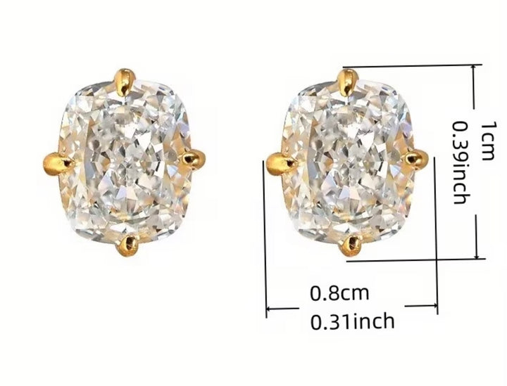 Simple Inlay Synthetic Zirconia Geometric Stud Earrings