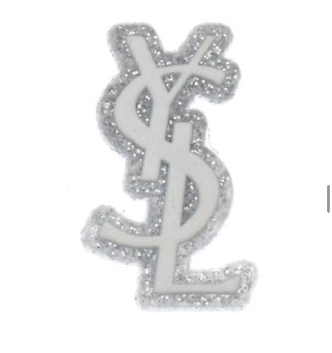 Silver sparkly letter croc charm 
