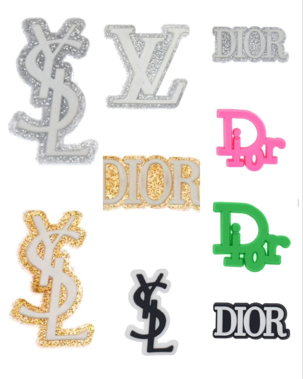 Sparkly letter croc charms 