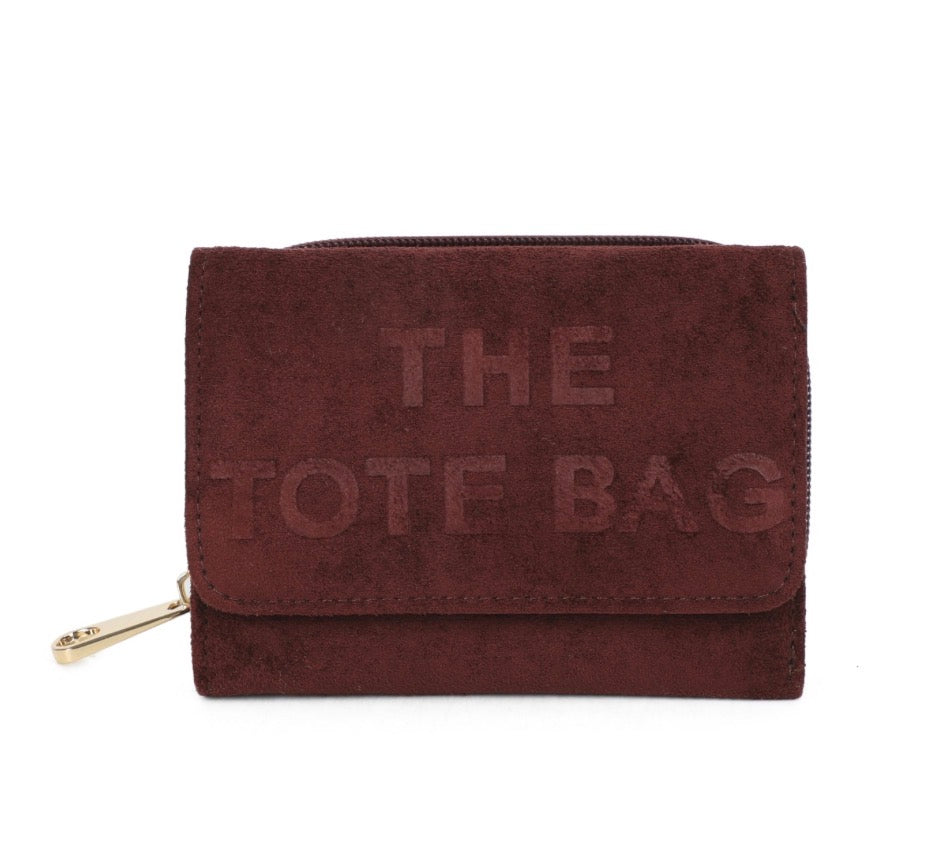 Faux Suede Mini Tote Bag Purse with Logo Detail