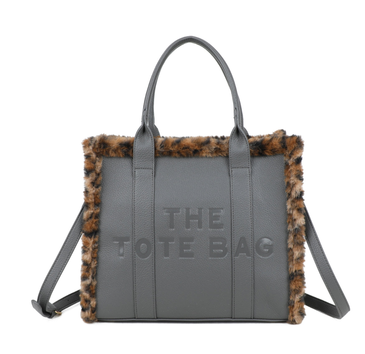 Animal Print Fur Edge Tote Bag