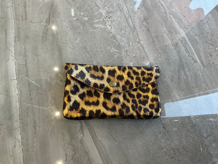 Real Leather leopard animal print purse