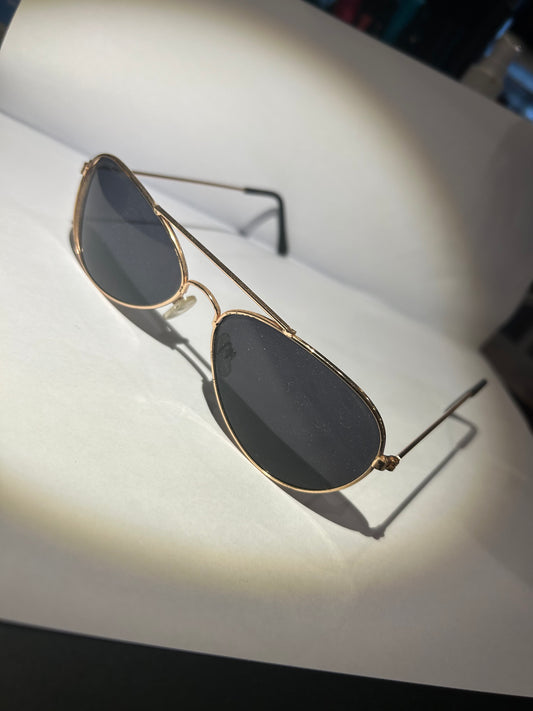 Small black framed gold detail sunglasses 