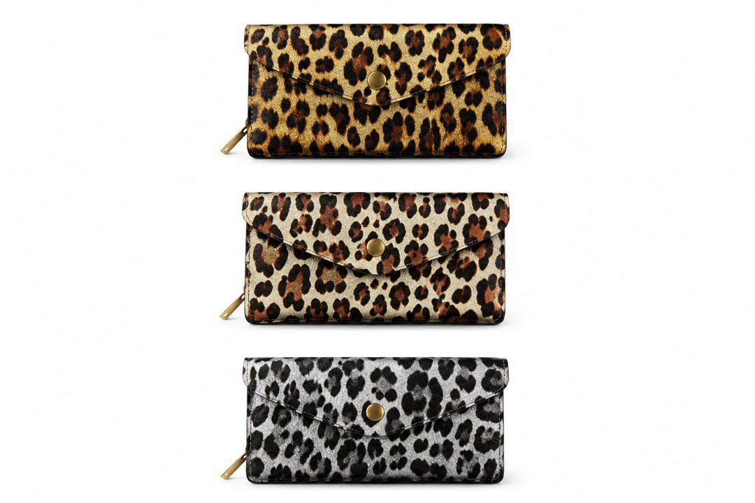 Real leather leopard print purse