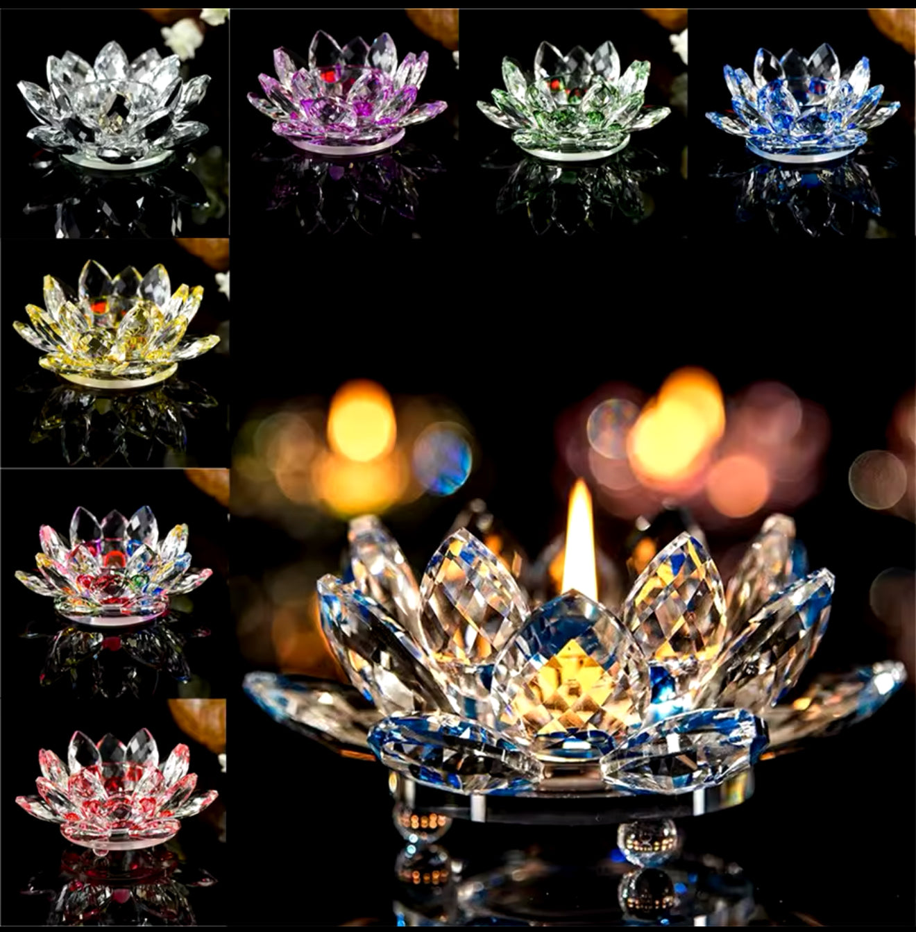 Crystal lotus flower figurine