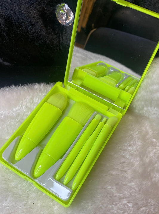 Neon makeup brush set