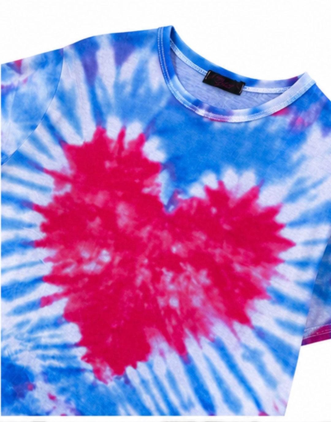 Blue &amp; Pink Tie Dye Heart Oversized T-Shirt