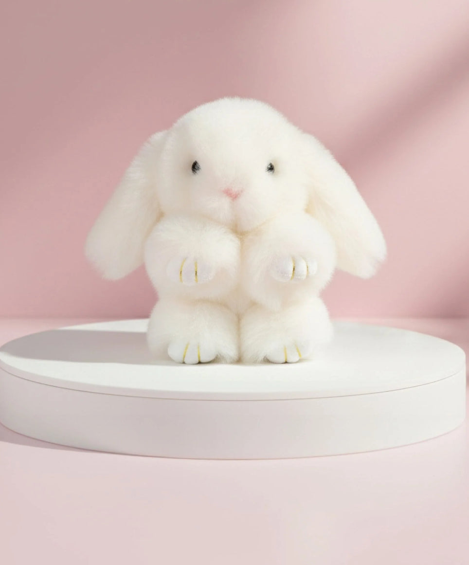 White bunny teddy keyring 