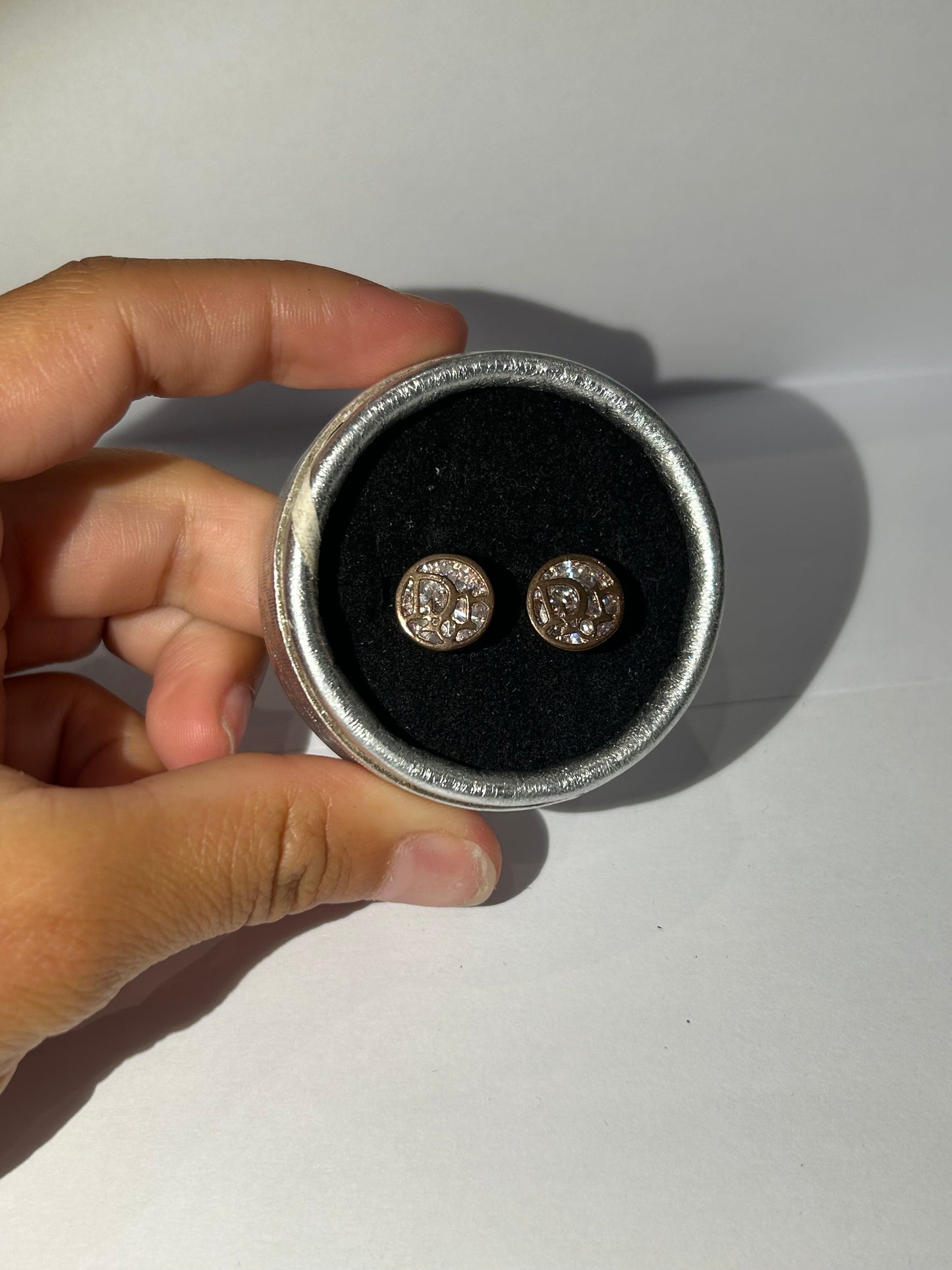 Rose gold and crystal earrings