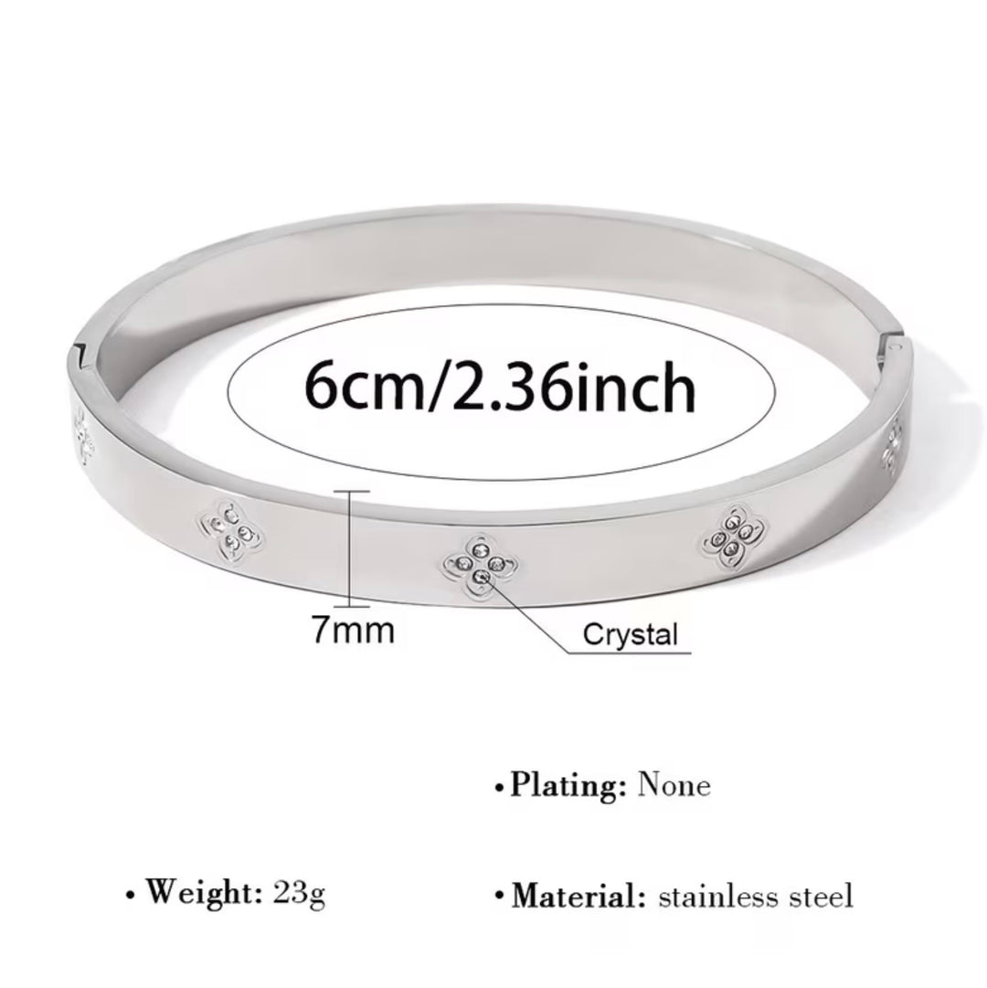 Luxury Silver Or Gold Crystal Bangle Bracelet Set