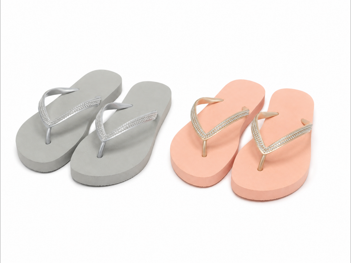 Crystal gem embellished flip flops 