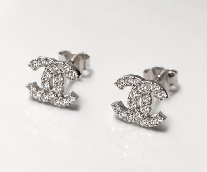 Letter c earrings with crystal detail