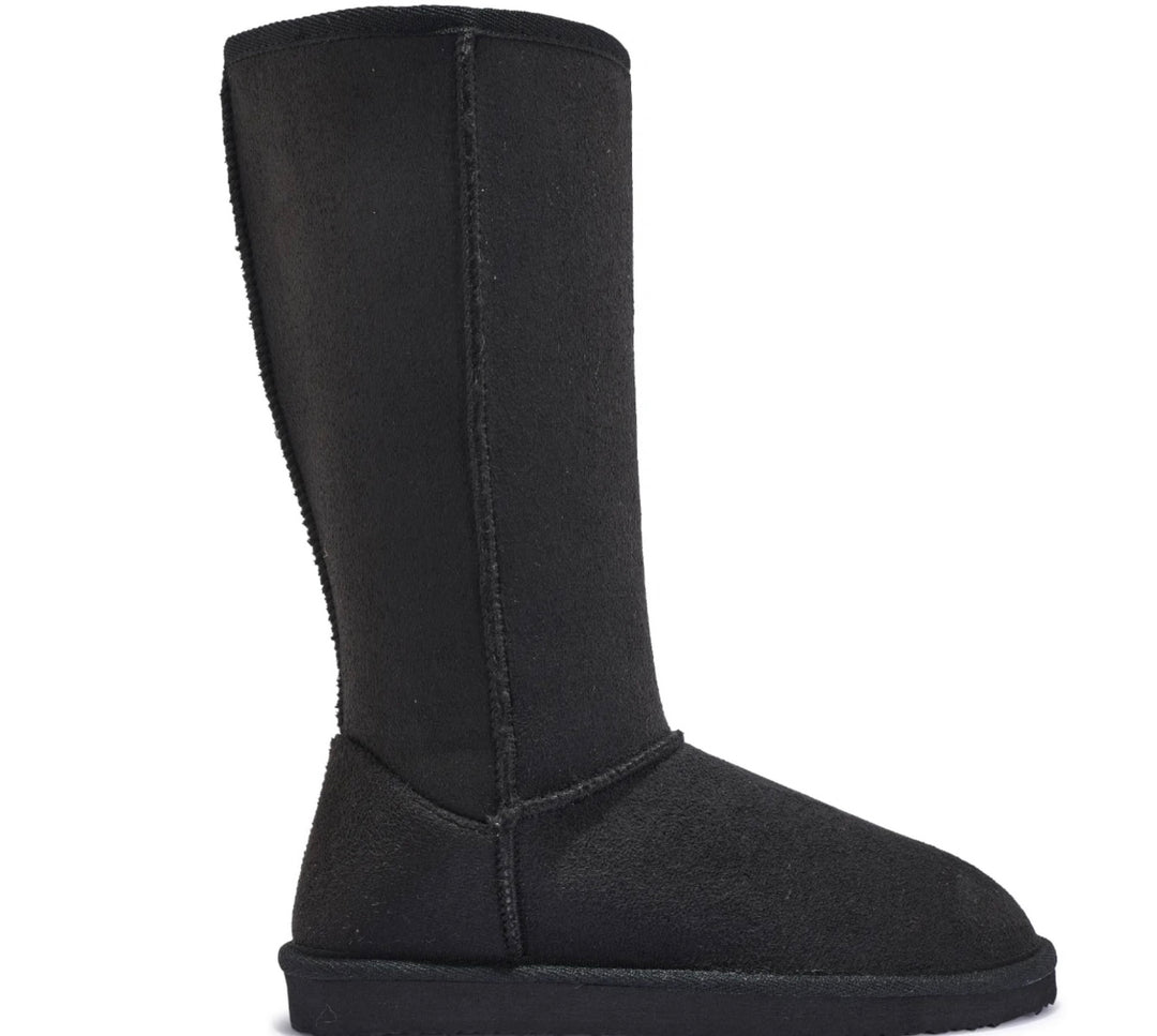 Black faux fur lined winter boots tall and mid calf
