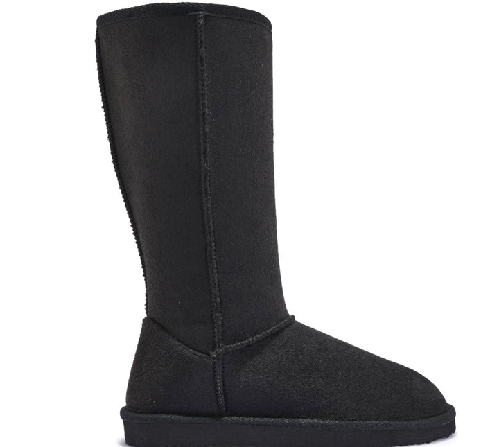 Black faux fur lined winter boots tall and mid calf
