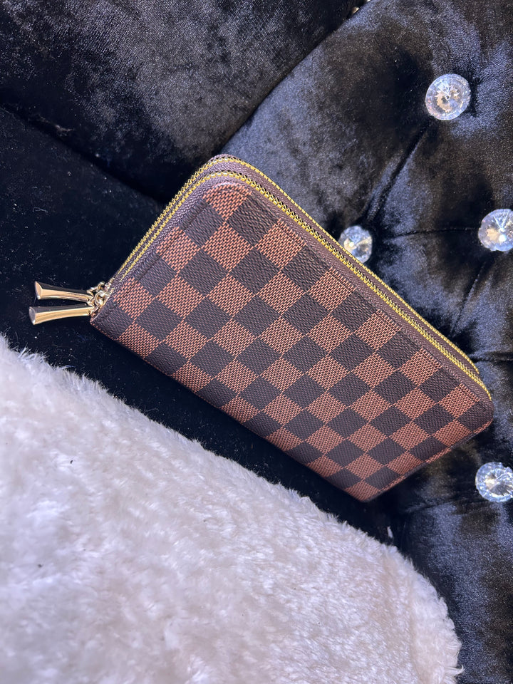 Double zip print purse