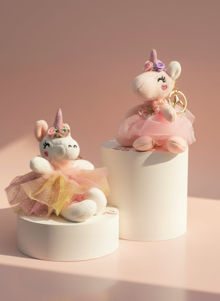 Unicorn soft teddy keyring