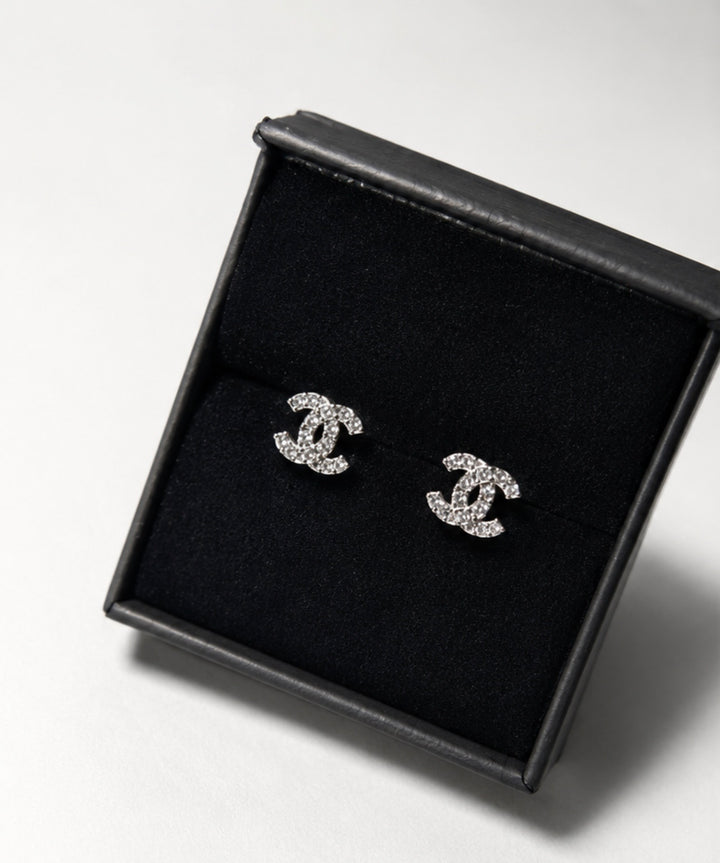 Letter c earrings with crystal detail