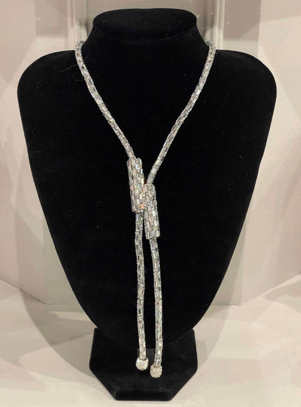Rope necklace crystal pendant 