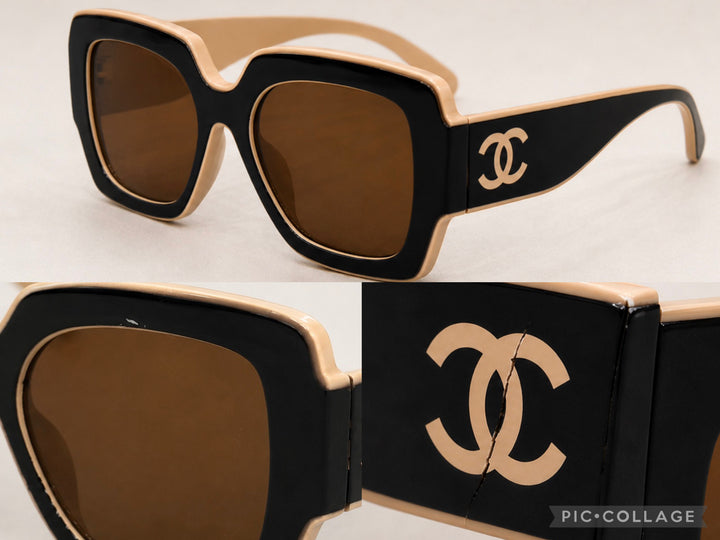 Brown &amp; Beige Oversized Fashion Sunglasses – Slight Imperfection – Reduced