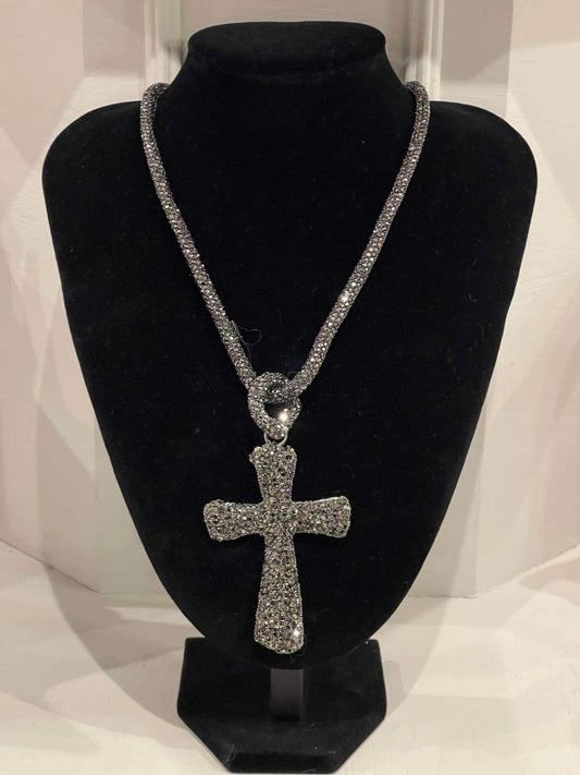 XL necklaces cross & crystal detail finish extra long fashion jewellery.