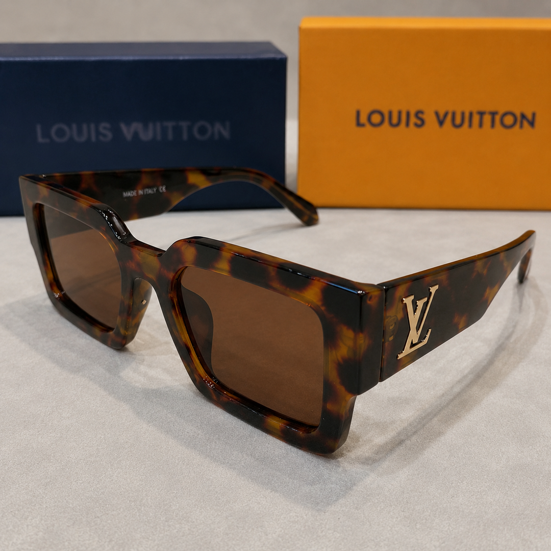 sunglasses with tortoiseshell frame and brown lenses