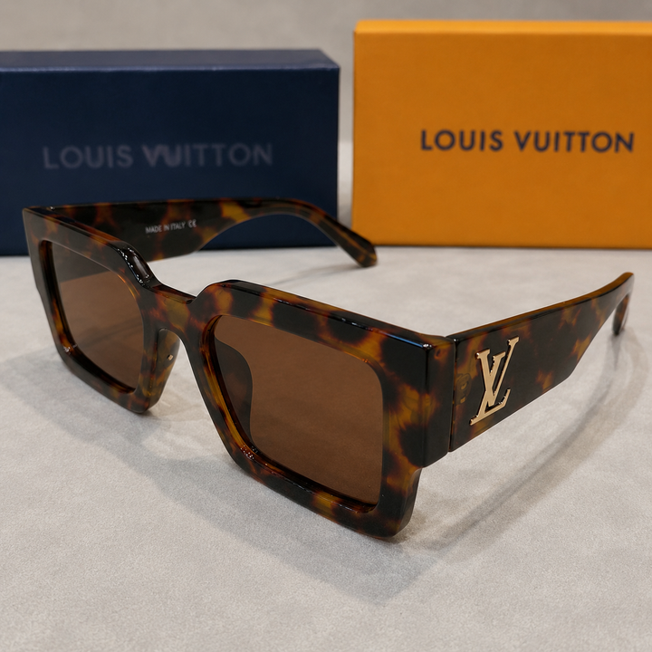 sunglasses with tortoiseshell frame and brown lenses