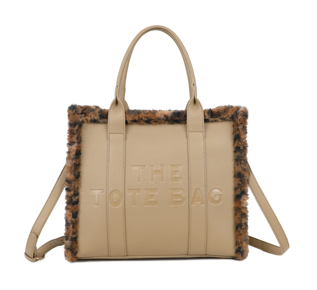 Animal Print Fur Edge Tote Bag