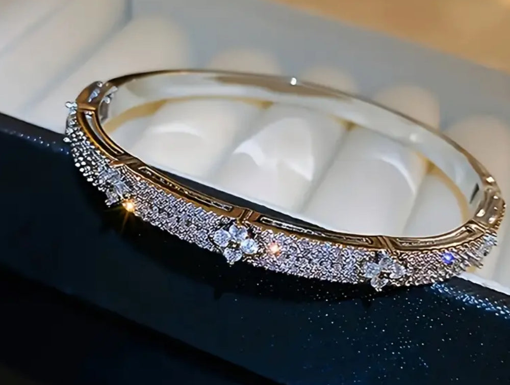 Silver crystal embellished bangle bracelet 