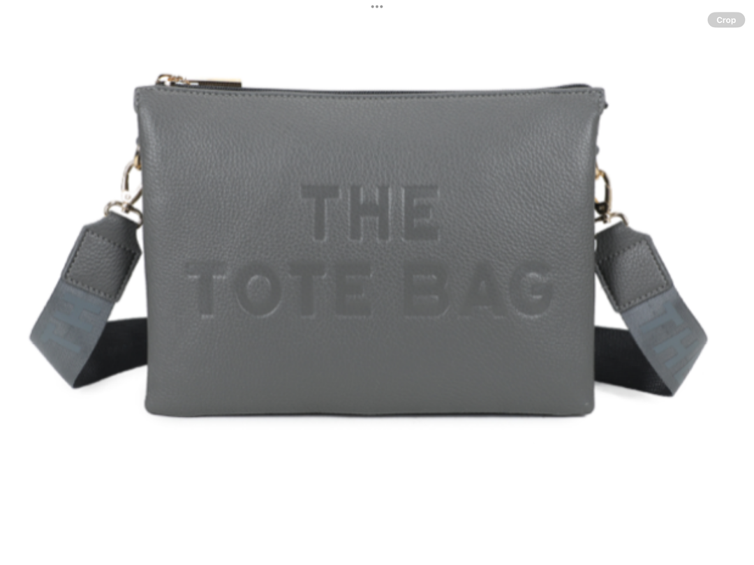 Grey tote bag with &
