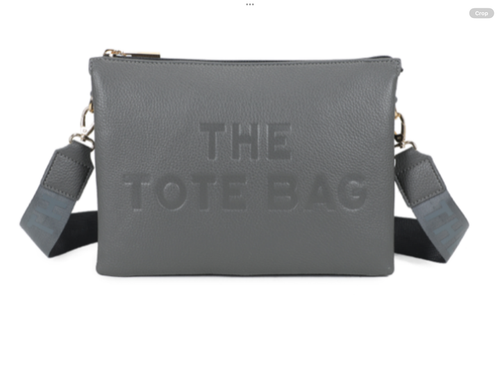 Grey tote bag with &