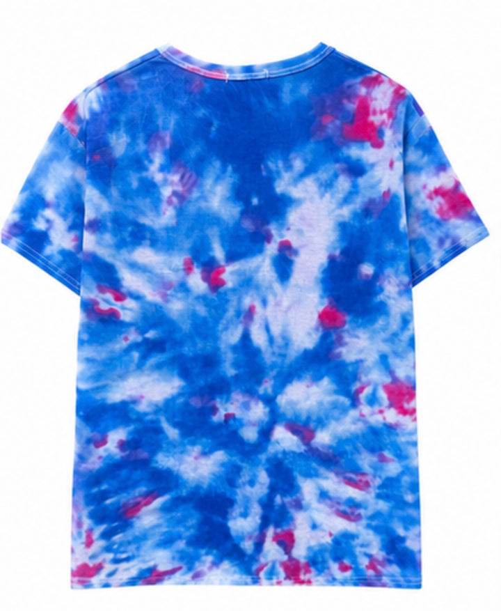 Blue &amp; Pink Tie Dye Heart Oversized T-Shirt