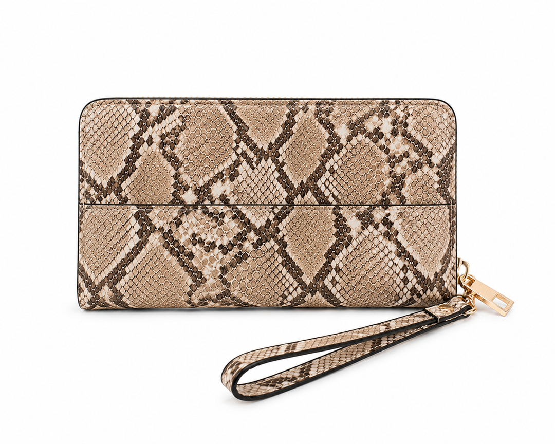 Travel large purse snakeprint with matching passport case