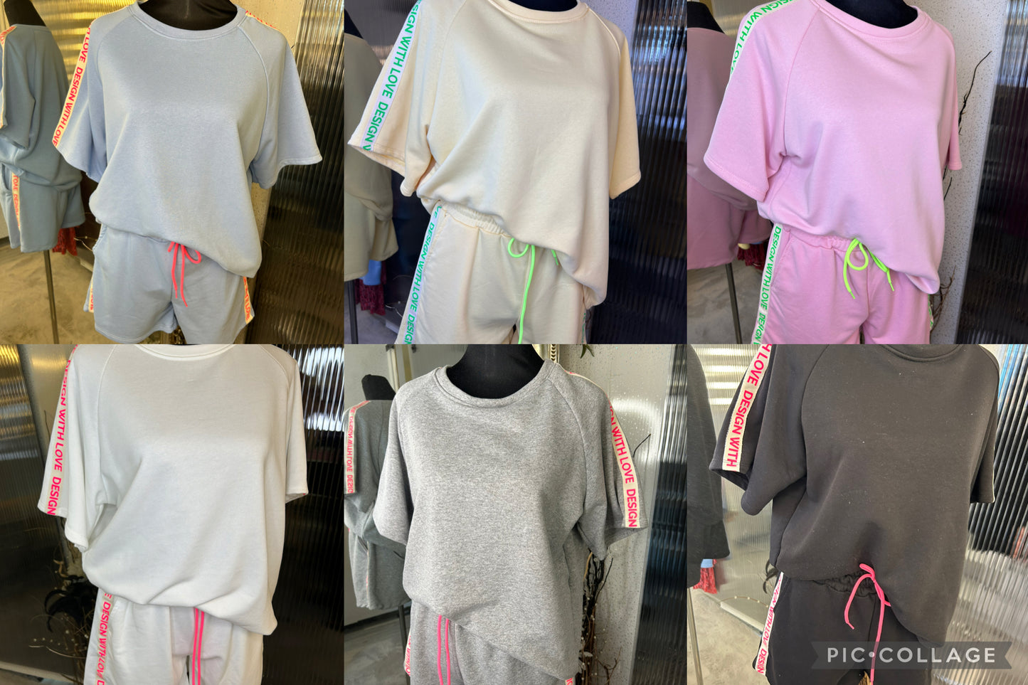 Colour stripe letter side short sets 