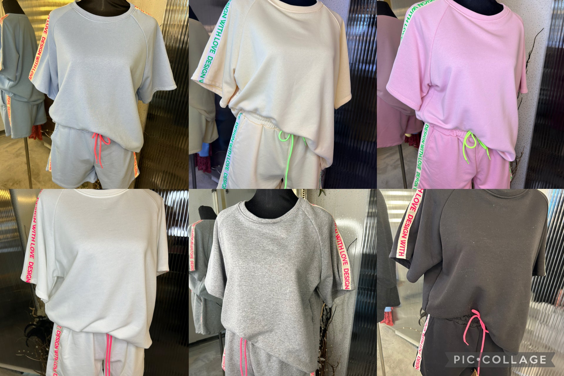 Colour stripe letter side short sets 